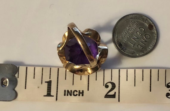 Vintage Midcentury Solid Gold Ring Huge Deep Purp… - image 9