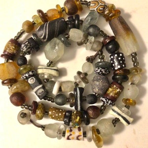 African Trade Bead and Ancient Glass Amulet Necklace