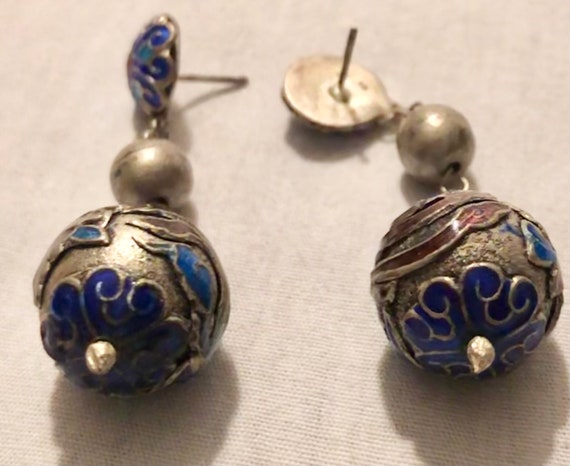 Antique Chinese Enameled Dangles Pierced Chinese … - image 6