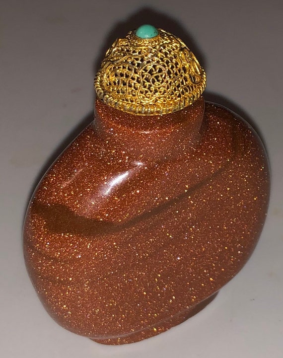 Antique Goldstone Snuff Bottle Antique Chinese Sn… - image 4