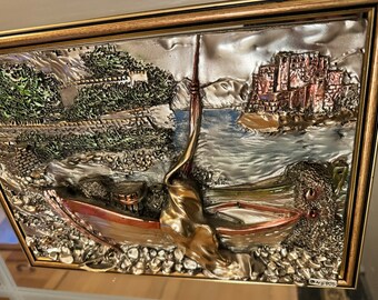 Vintage Creazioni Artistiche Mirrored Anchored Sailboat