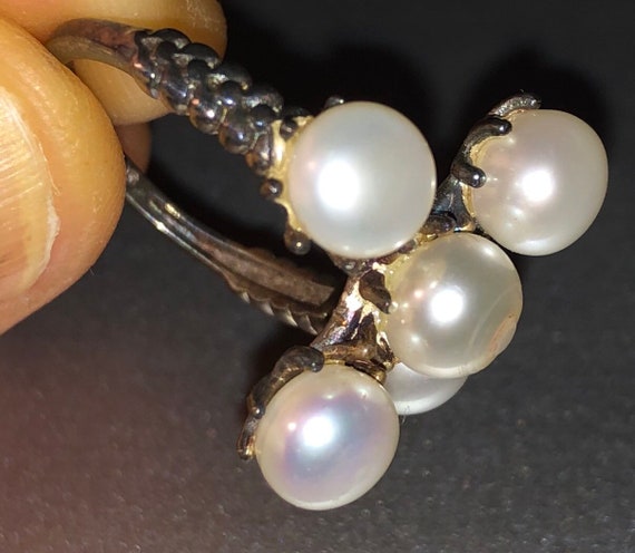 Art Deco Natural Pearl Ring Akoya Pearl Silver Ri… - image 4