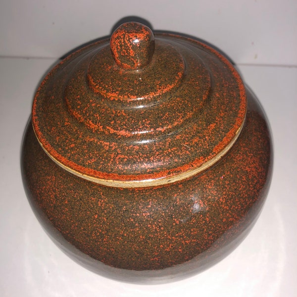 Hand Thrown Studio Pottery Lidded Jar Large Ceramic Canister Trinket Jar Studio Art Pottery Hippie Grandma Core Artist Teddy Latta 1995