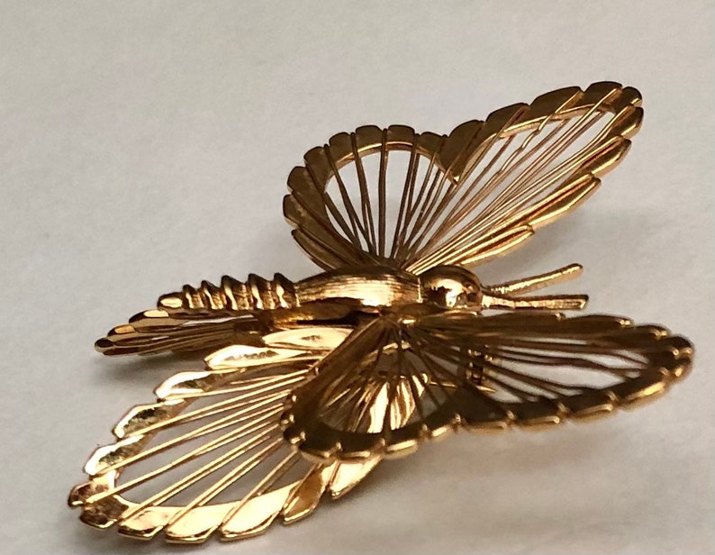 Vintage Monet Butterfly Brooch plus 24" Monet Necklace Designer Jewelry Job Lot 2 Pieces Destash Midcentury Designer Jewels Grandma's Stash! image 7