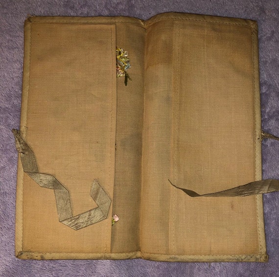 Art Deco Linen DATES Folding Wallet or Folder Han… - image 7