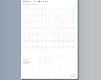 365 días del año a todo color | Plantilla imprimible para llevar un registro del estado de ánimo | Descarga digital en formato A3, A2, A1