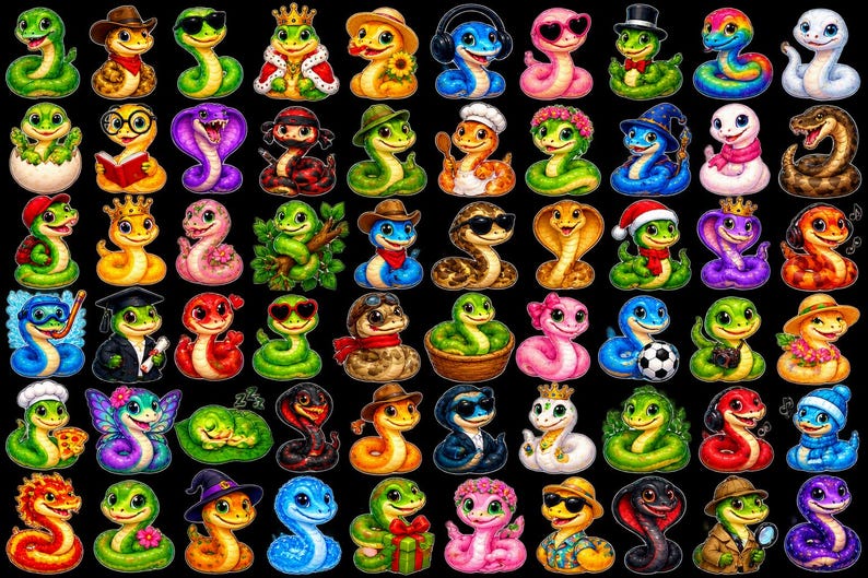 Cute Snake Sticker, Kawaii Chibi Ball Python Decal, Adorable Animal ...