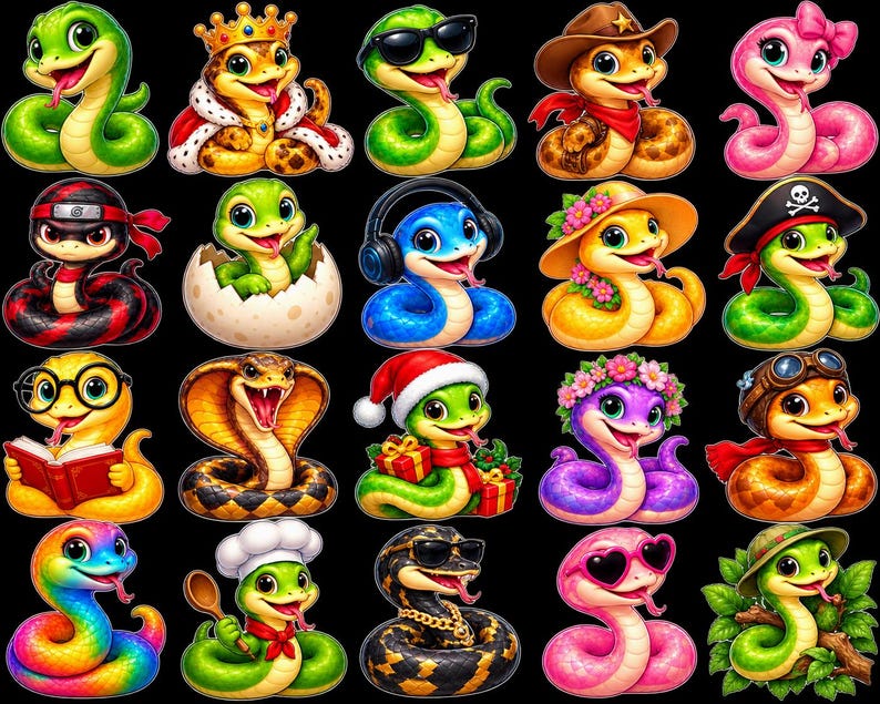 Cute Snake Sticker, Kawaii Chibi Ball Python Decal, Adorable Animal ...