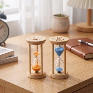 5 Minute Wooden Hourglass Sand Timer, Mini Desktop Timer, Decorative Sandglass, Kitchen Study Desk Decor, Birthday Gift