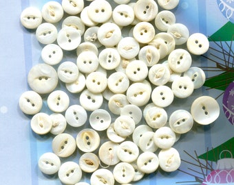 85 Vintage Two Hole White Mother of Pearl Buttons-- Item# 829