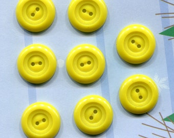 Set of 8 Vintage Yellow Plastic Buttons -( 13/16 inch)- Item# 831