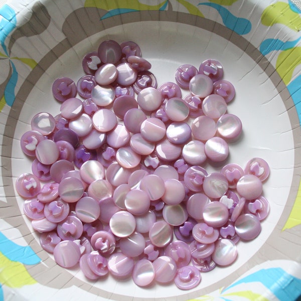 Set of 12 Vintage Lavender/Purple Dyed Mother of Pearl Buttons- self shank-(  7/16 inch)- Item# 1-2