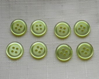 Set of 24 Vintage Shiny Green Plastic Buttons -(  9/16 inch)-Item# 30-6
