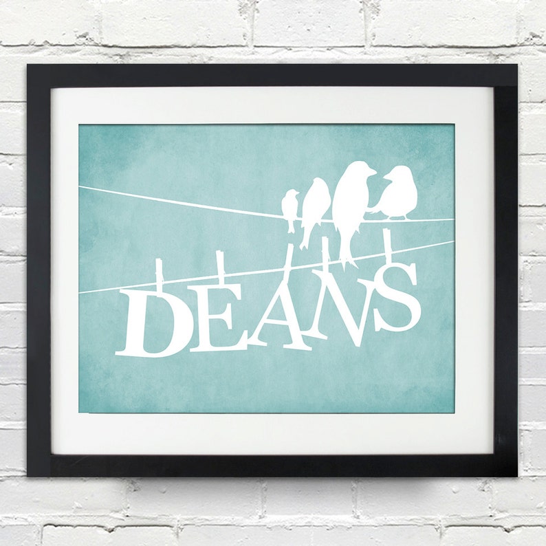 Family Name Birds on a Clothesline Silhouette Print image 1
