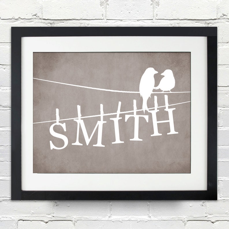 Family Name Birds on a Clothesline Silhouette Print image 3