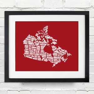 Canada Word Map - A Typographic Word Map of Canadian Cities, Travel Map, Typography Stencil Art, Custom Gift, Home Decor, Canvas Print