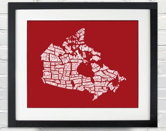 Canada Word Map - A typographic word map of cities of Canada - INSTANT DOWNLOAD - 8x10