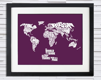 The World is a Book - World Word Map with Travel Quote