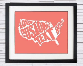 USA - Custom Quote Typography Poster - Wedding or Anniversary Gift or Home Decor
