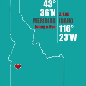 Idaho Coordinate Wedding Or Anniversary Gift Any State Or Etsy Idaho Coordinate Wedding Or Anniversary Gift Any State Or Etsy