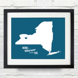 Home Is Wherever I'm With You State or Country, Personalized Wedding or Anniversary Gift, Map Print or Canvas, Bridal Shower Gift Ideas image 2