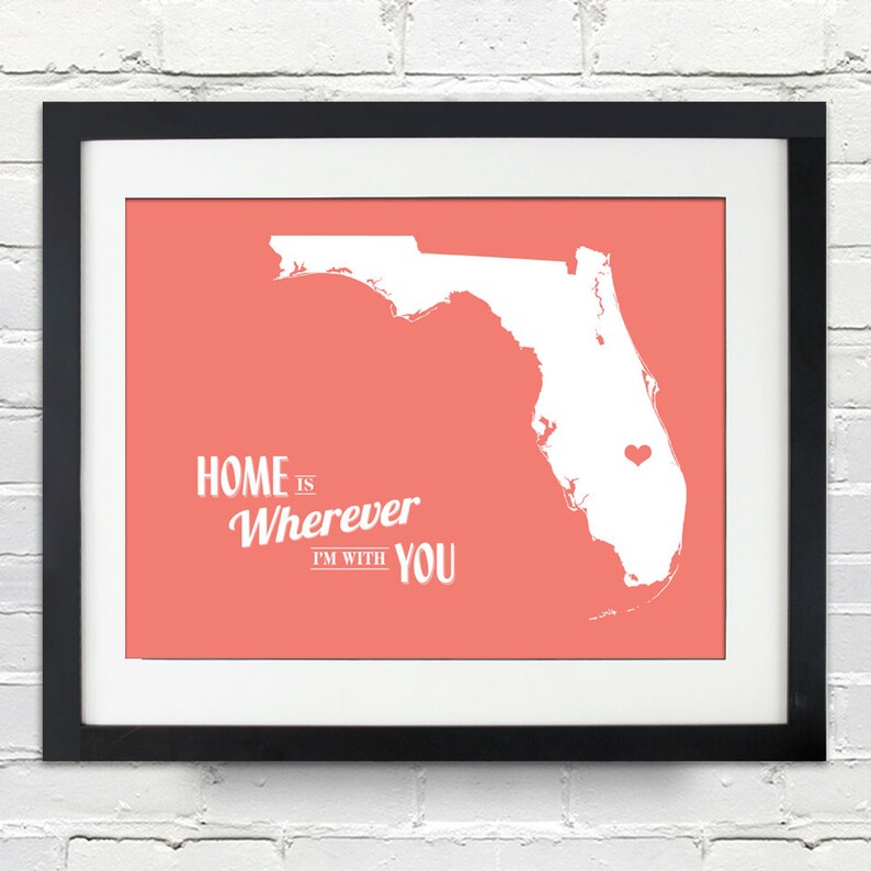 Home Is Wherever I'm With You State or Country, Personalized Wedding or Anniversary Gift, Map Print or Canvas, Bridal Shower Gift Ideas image 3