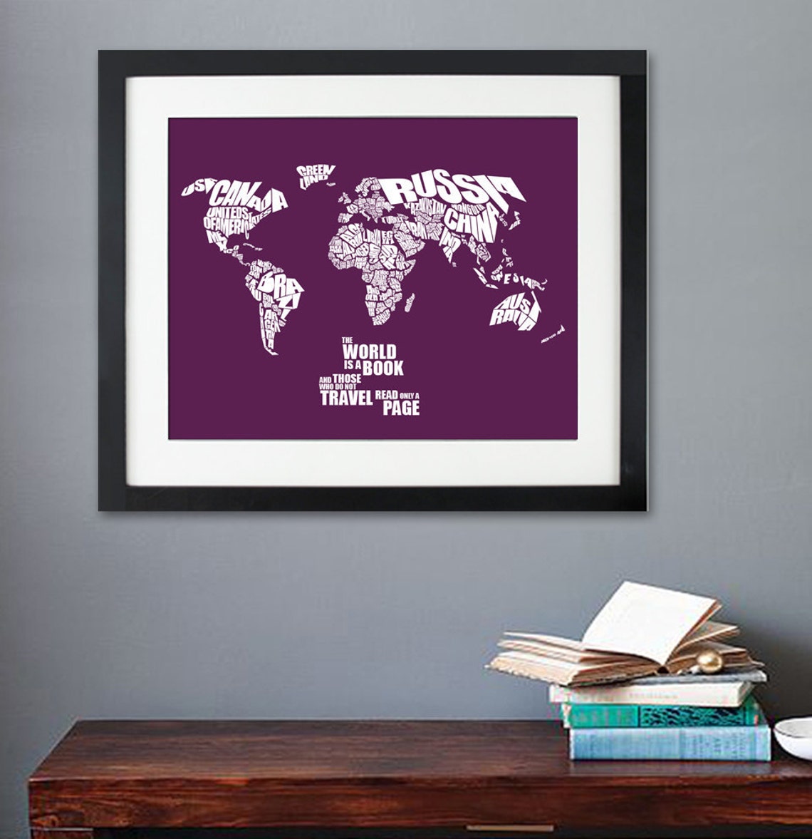 The world is a book world word map with travel quote map etsy