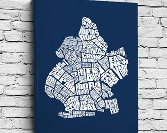 Brooklyn Neighborhood Word Map - Typography Map Art, Home Decor, Housewarming Gift, Moving Gift, Travel Map, New York Map, Print or Canvas