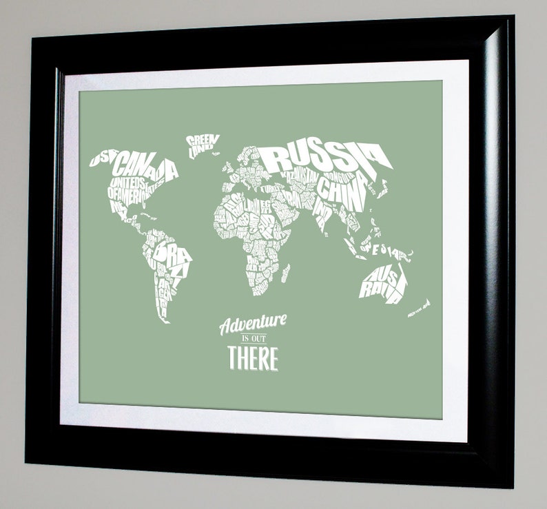 Adventure Is Out There World Word Map with Travel Quote 8x10 image 1