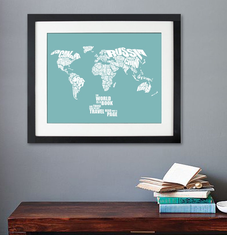 The World is a Book World Word Map With Travel Quote Map - Etsy