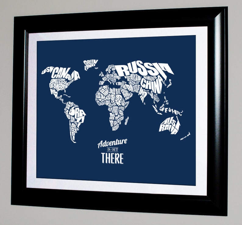 Adventure Is Out There World Word Map with Travel Quote 8x10 image 2