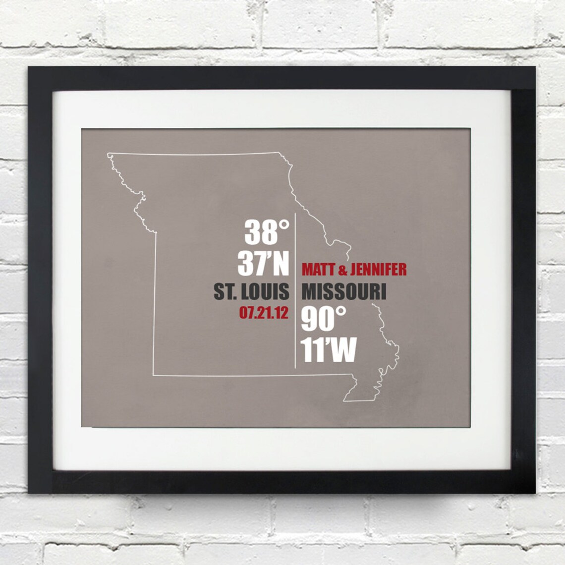 Missouri Coordinate Personalized Wedding or Anniversary Gift Etsy