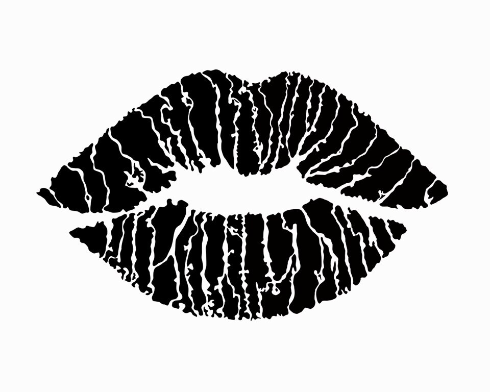 Kiss Lips Stencil Silhouette Poster or Canvas, Birthday Gift, Custom