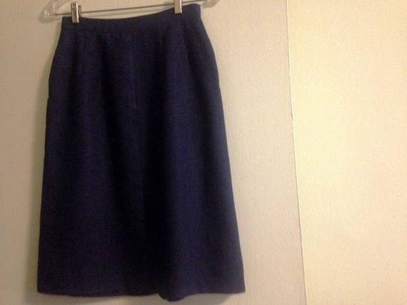 Vintage Navy Blue Linen Skirt - image 2