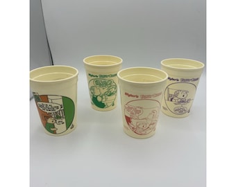 Vasos de plástico VTG 1984/85 Wyler's Family Circus, lote de 4, Bil Keane, Louisiana, 12 oz.
