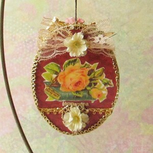 Rose on a Book Ornament / Romantic Victorian Style image 1