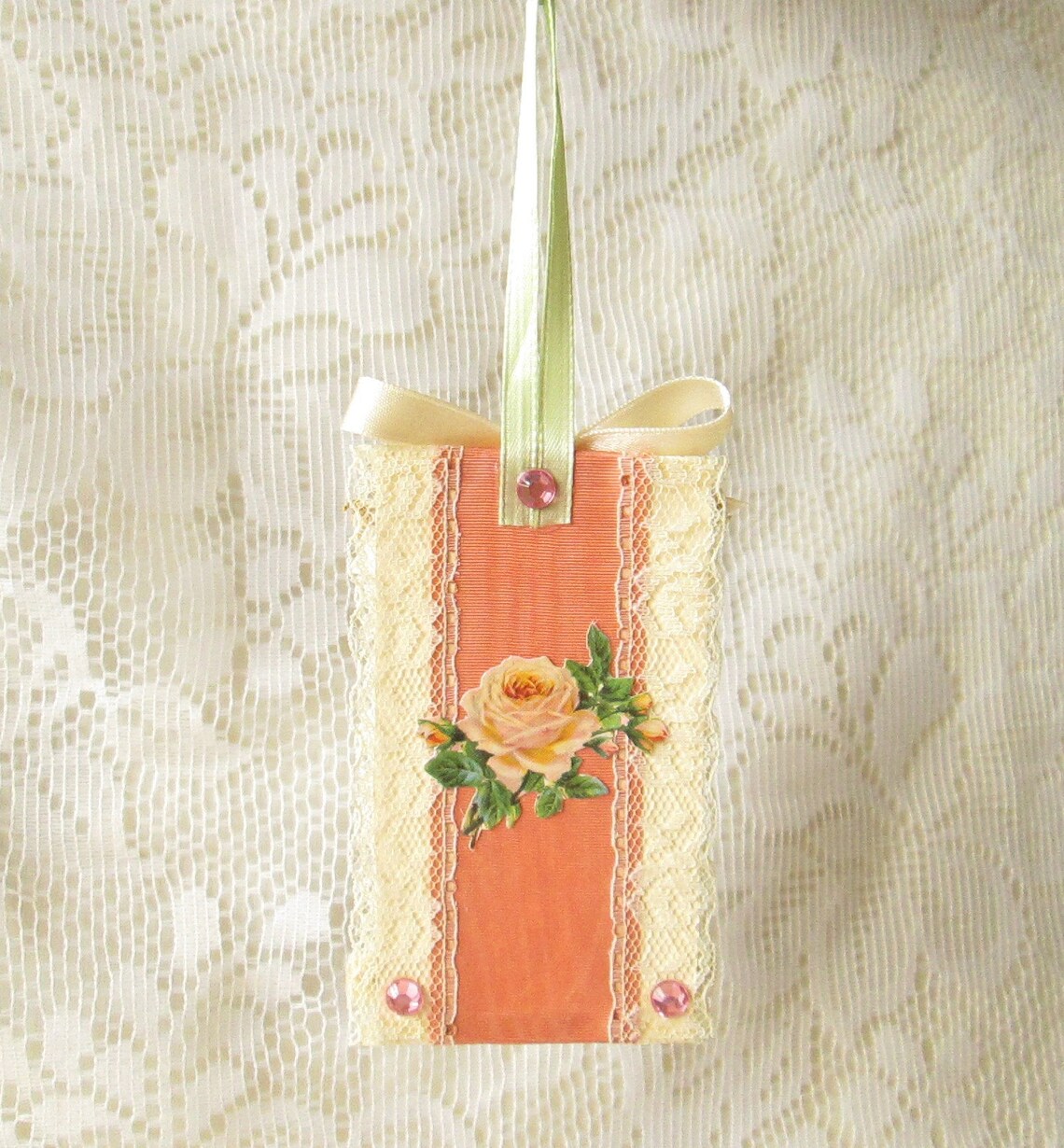 Pink Rose Ornament / Scrap Ornament / Summer Ornament Etsy