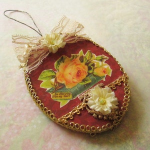 Rose on a Book Ornament / Romantic Victorian Style image 5