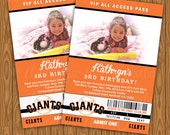 San Francisco Giants Ticket Style Birthday Party Invitations