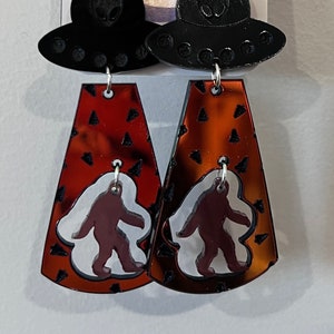 Bigfoot  Alien Abduction Earrings | Cryptids | Color Shift | Earring | Statement | Alien | Bigfoot