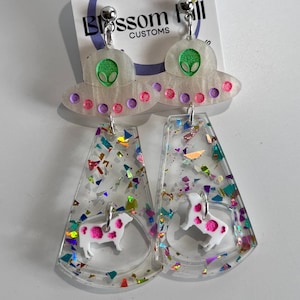 Party Alien Abduction Dangle Earring | Earring | Statement | Alien | Cow