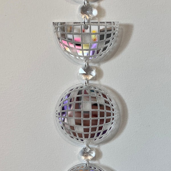 Disco Ball Moon Phase Window or Wall Hanging