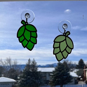 Hops Sun Catcher | Faux Stained Glass | Beer Hops | Beer | Window Hanging | Handcrafted Wood and Acrylic | Home Decor