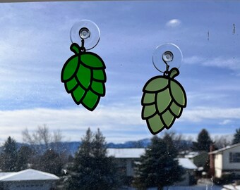 Hops Sun Catcher | Faux Stained Glass | Beer Hops | Beer | Window Hanging | Handcrafted Wood and Acrylic | Home Decor