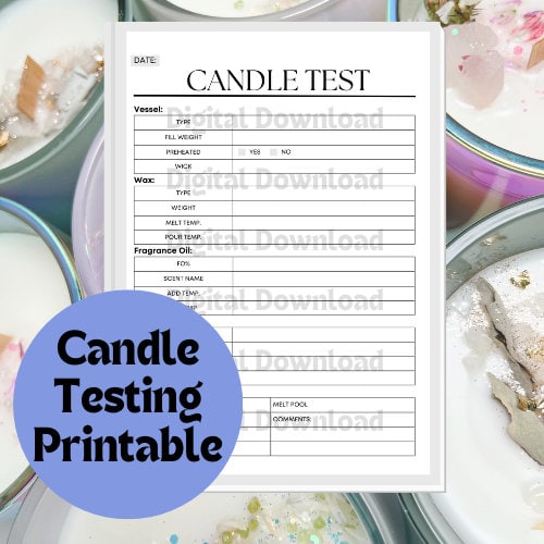 Candle Testing Sheet Printable Candles Testing Makesy Digital Download