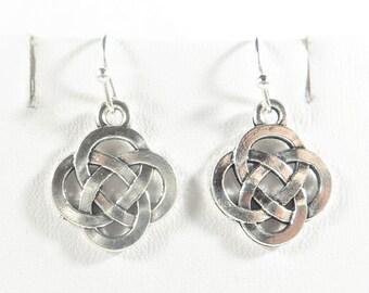 Celtic Knot Earrings, Silver Chinese Knot Charm Earrings, Celtic Earrings, Irish Earrings, Chinese Earrings, Irish Jewelry, Celtic Jewelry