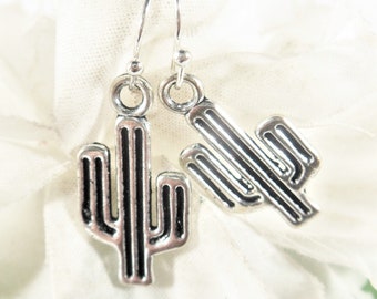 Silver Cactus Earrings, Cactus Jewelry, Saguaro Earrings, Saguaro Jewelry, Southwest Earrings, Cactus Charm Desert Earrings, New Mexico