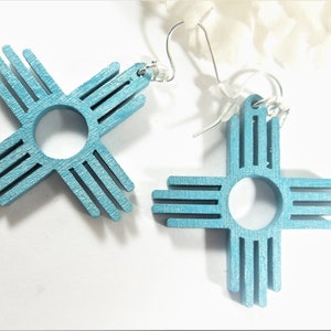 Turquoise Zia Earrings Hand-Painted: Southwest Style Jewelry