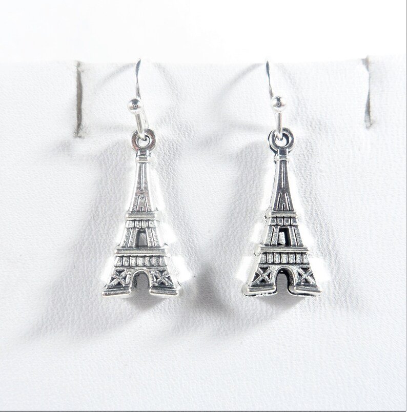 Eiffel Tower Earrings Silver Eiffel Tower Charm Earrings Etsy