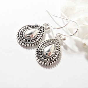 Dainty Silver Teardrop Earrings: Lightweight Dangle Jewelry